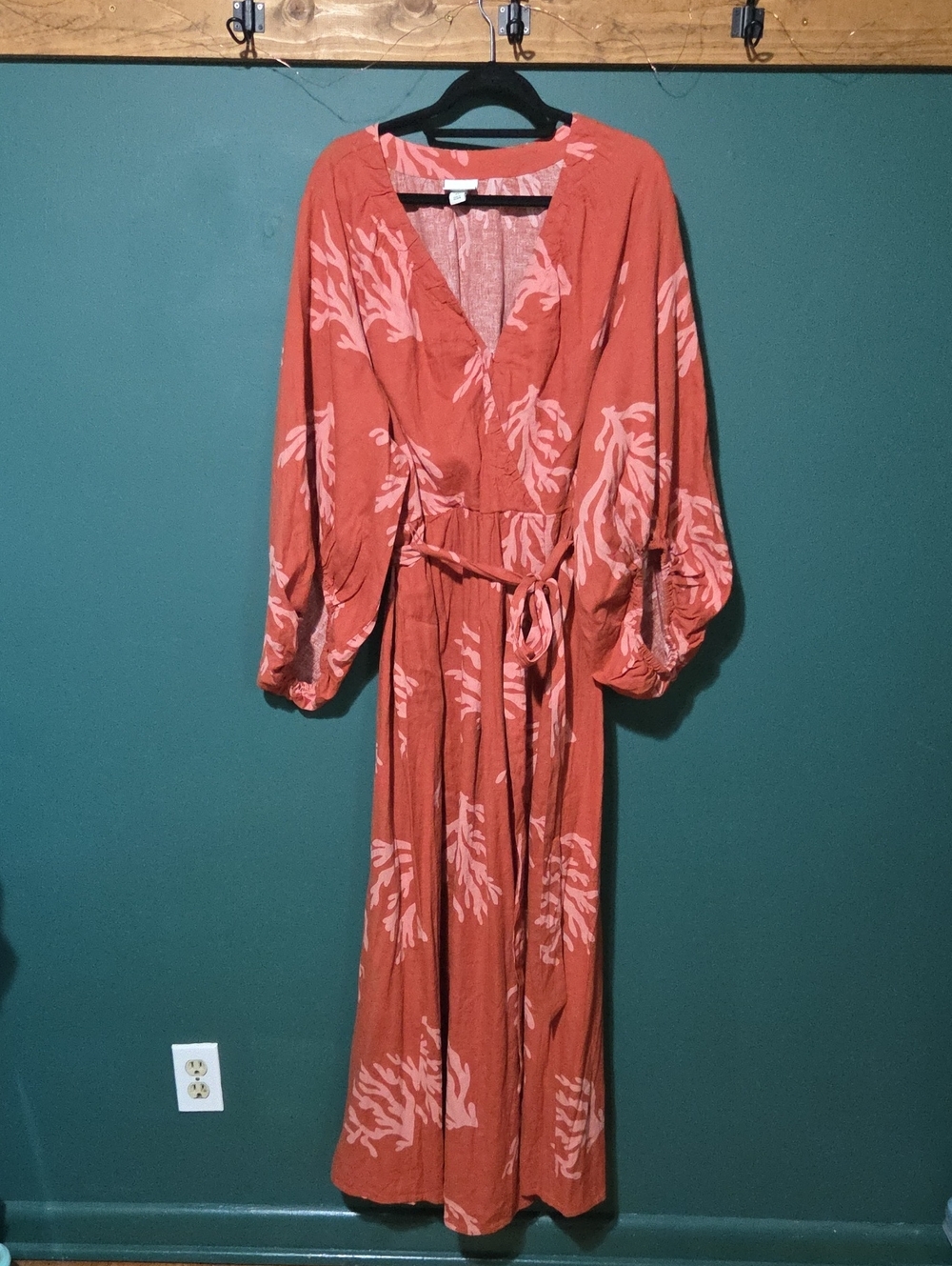 Ava & Viv Balloon Sleeve Maxi Dress - Coral/Pink 3x